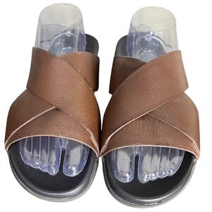 Banana Republic Mens Brown Cross Over Leather Sandal Slide‎ Size 9